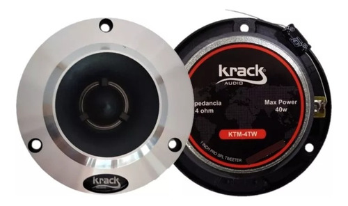 Bocina Tipo Tweeter Krack Ktm-4tw Para Auto/camioneta Color Cromo De 4 3.8  X 3.8   X 2 Unidades 