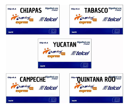 Chip Telcel Express Mayoreo 50 Pzas Región 8 Chs Tab Yuc Qr