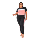 Conjunto Feminino Plus Size Calça E Blusa Moleton Crepe G123