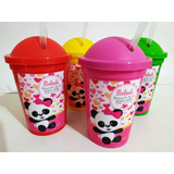 Vasos Plásticos Milkshake Personalizados - Panda (25 Unid)