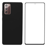 Kit Capa Case Aveludada Preto Para Galaxy Note 20 + Pelicula