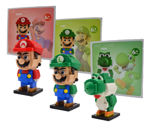 Set De 3 Bloques Armables Mario,luigi Y Yoshi 