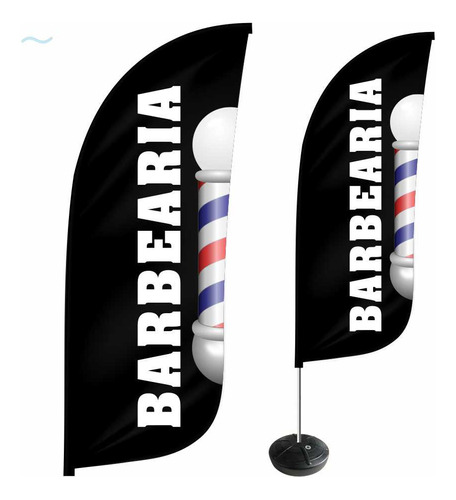 Wind Banner Barbearia Dupla Face Kit Completo 2,8mts