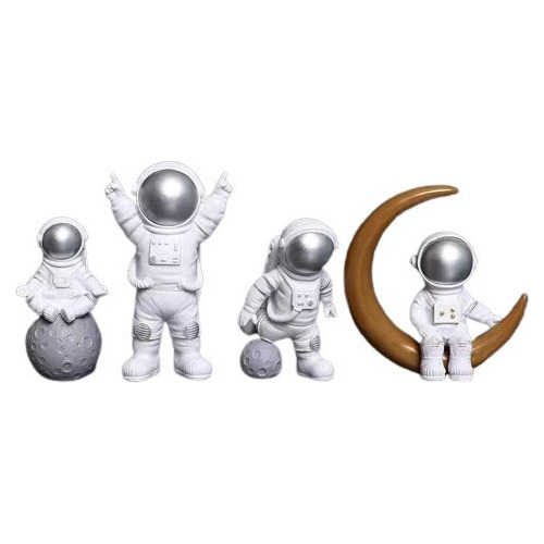 4 Peças Estátua De Astronauta Modelo Ornamento Estante