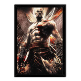 Quadro Poster Gamer Kratos God Of War Angel Moldura A3