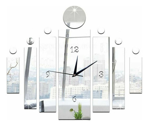 Reloj De Pared Silencioso De Plástico Con Número 3d Y Espejo