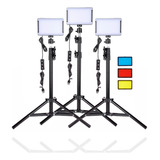 Kit Luces De Vídeo Con Trípode Ajustable Paquete X 3