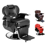 Sillon Barbero Peluqueria Estetica Reclinable Pro Black Color Negro