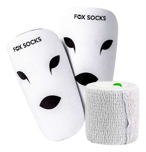 Kit Futbol Canilleras + Venda Autoadherente Fox Socks 
