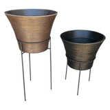 Kit 2 Vasos Planta Taca Com Suporte Grid 55 X 75