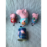 Kit 3 Pelucias Peppa Pig Papai Pig George Pig + Cofrinho