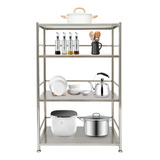 Estante Cocina Inoxidable 4 Niveles Organizador Con Ganchos