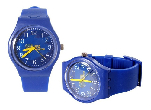 Reloj Pulsera Boca Juniors Unisex Malla Caucho Original Color De La Malla Azul Color Del Bisel Azul Color Del Fondo Azul