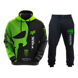 Conjunto Moletom Blusa E Calça Racing Corrida  Moto Carro G