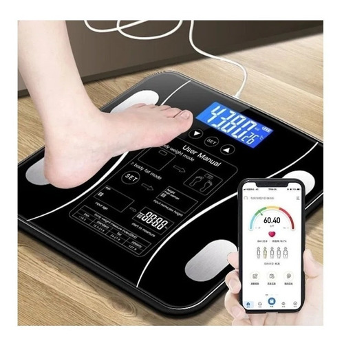 Balança Corporal Digital Bioimpedancia Até 180kg Premium Cor Preto