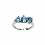 Anillo Light Blue Topaz Y Diamantes - Oro 18 Kts.