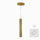 Pendente Tubo Palito 30cm - Ouro + Lâmpada Led 4w