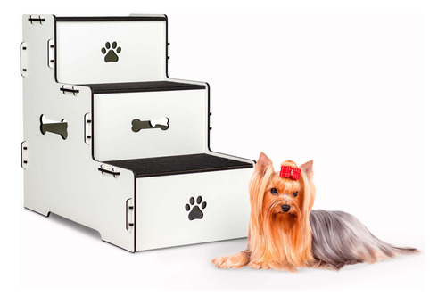 Escada Pet Para Cachorros E Gatos Em Mdf Com 3 Degraus