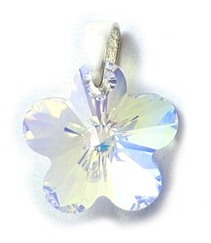 Dije Con Cristal Swarovski Flor 14mm Plata 925