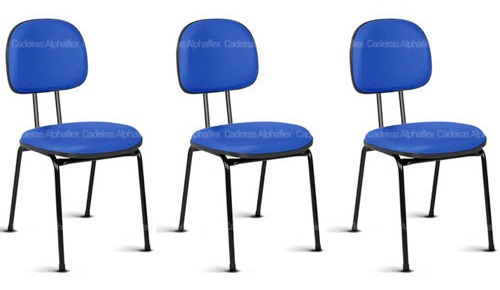 Kit 03 Cadeiras De Escritório Secretária Fixa Pé Palito Rv