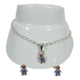 Pulsera De Mario De Plata 925  Y Aretes M5