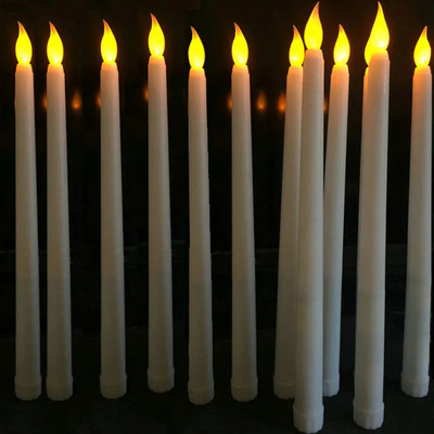Paquete De 6/12 Velas Led Navideñas Largas Blancas Amarillas