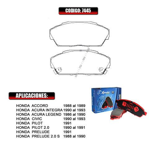 Pastillas De Freno Delantera Honda Pilot 2.0  90 91  7445 Foto 2