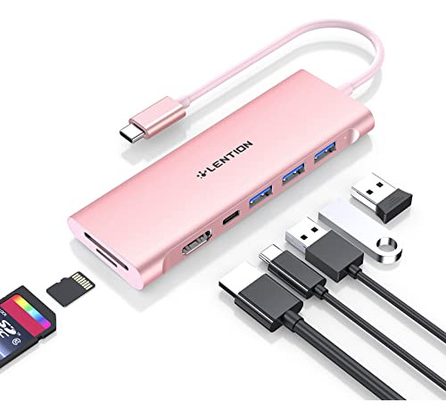 Hub Multipuerto Usb C De Lention Con 4k Hdmi, 3 Usb 3.0, Sd/