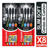 Colgate Cepillo Dental Carbon Slim Soft Adulto Suave Pack X8