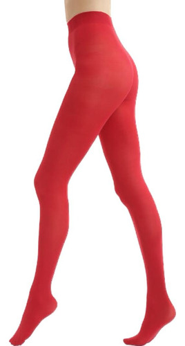 Panty Pantimedias Rojo Opaca Elasticada Microfibra Mujer