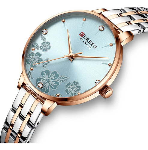 Reloj Curren Elegante Con Diamantes De Acero Inoxidable Para