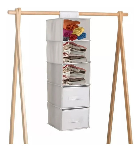 Organizador Vertical Para Guarda Roupa 5 Nichos C/ 2 Gaveta