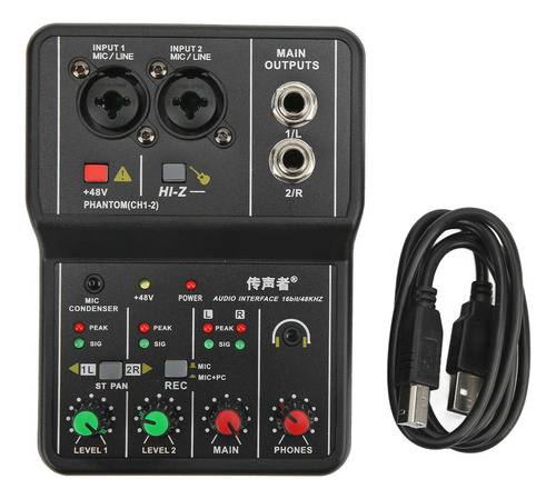 Consola Mezcladora De Sonido 2 Canales Usb 48v Phantom Power