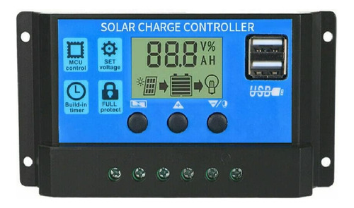 Controlador De Carga Solar 100a Con Puerto Usb Dual 12v/24v,