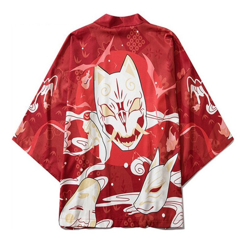 Kimono Cardigan Yukata Neko Anime Japones Verano Camisa 