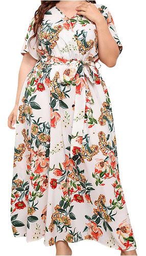 Vestido De Mujer Con Estampado De Verano, Talla Grande, Cuel