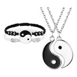 Set 2 Collares + 2 Pulseras Para Pareja Yin Yang Novio Amigo