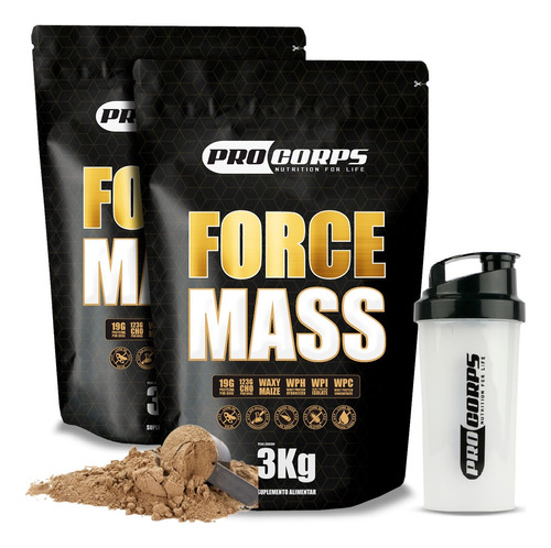 Combo 2x Hipercalorico Force Mass 3kg + Squeeze Pro Corps