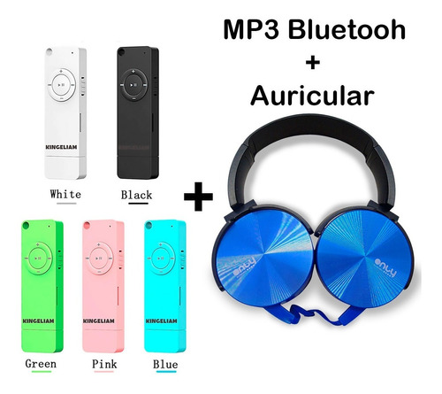 Reproductor Mp3 Bluetooth 8gb + Auriculares Cascos Azul (1)