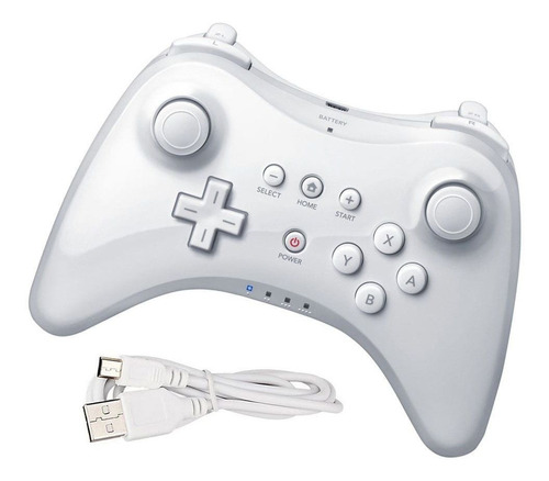 Controle Pro Sem Fio Compatível Nintendo Wii U Wireless Cor Branco