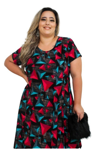 Vestido Feminino Plus Size Moda Elegante Estampas Lindas