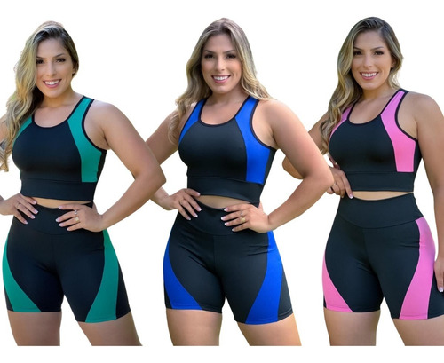 Kit 3 Conjuntos De Ginástica Feminino Roupa Academia Fitness