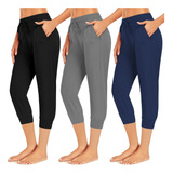 Paquete De 3 Pantalones Deportivos Capri Para Mujer