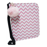 Fichário Feminino Zíper Zig Zag Rosa Com Bolso Interno Aig C