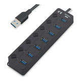 Hub Multipuertos Usb 3.0 X7 Puertos Switch Individual Led