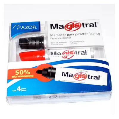 4 Marcadores Pizarrón Blanco 6mm Magistral Aluminio Azor | MercadoLibre
