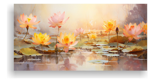 100x50cm Pintura Abstracta De Flores De Loto En Canva Flores