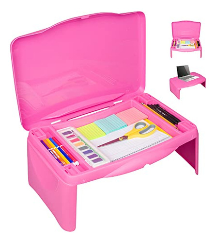 Pink Folding Lap Desk - Foldable Table For Work, Study,...