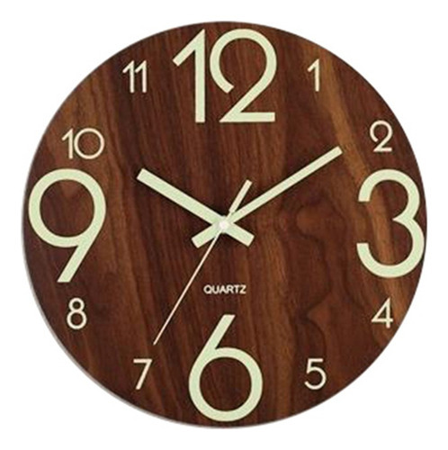 Reloj De Pared Luminoso Con 12 Vetas De Madera