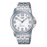 Reloj Casio Hombre Mtp-1216a 7b Fondo Blanco Numeros Brillan